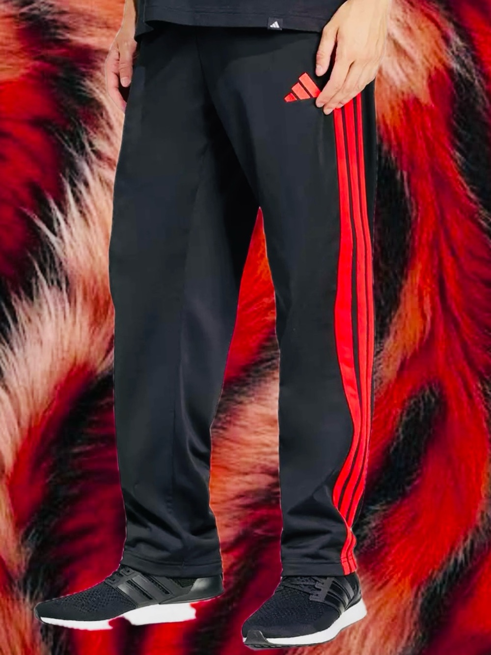 Adidas  Climalite Lightweight Mens Track Pants in Black & Ruby
